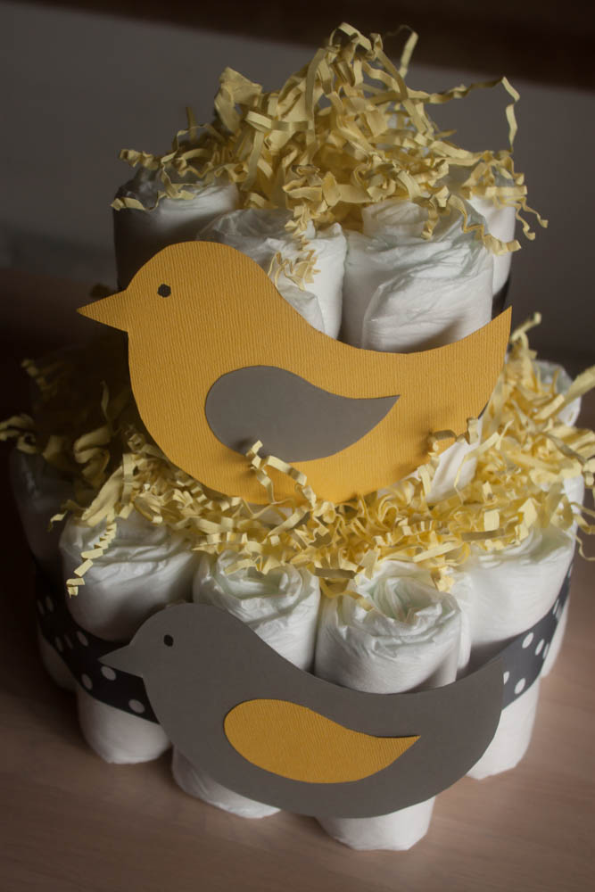 DIY Little Birdie Diaper Cake Centerpiece