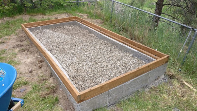 chicken coop full of gravel