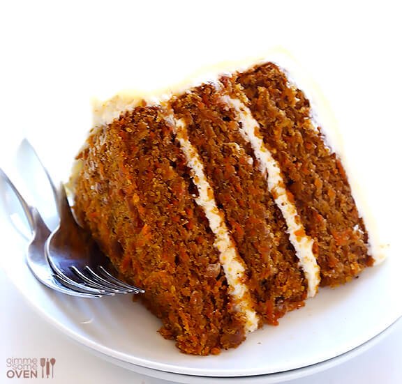 Vegan Gluten-Free Carrot Cake -- made with a heavenly (vegan) "cream cheese" frosting | gimmesomeoven.com #vegan #glutenfree #gf