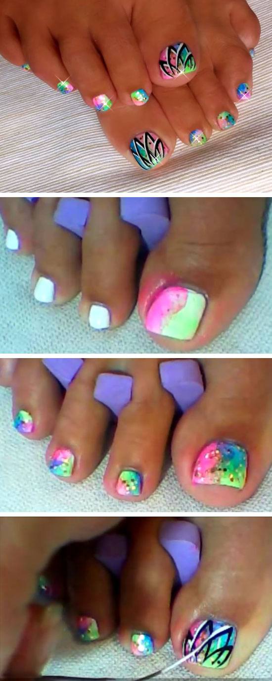 Easy Neon Toenails | 18 DIY Toe Nail Designs for Summer Beach | Easy Toenail Art Designs for Beginners
