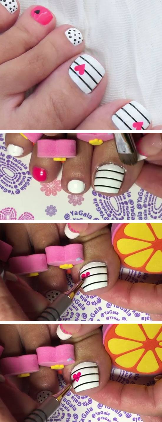 Love Heart Toe Nails | 18 DIY Toe Nail Designs for Summer Beach | Easy Toenail Art Designs for Beginners