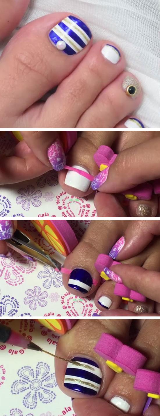 Seaside Nail Art | 18 DIY Toe Nail Designs for Summer Beach | Easy Toenail Art Designs for Beginners